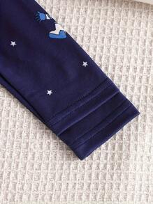 Young Boy 4pcs Fashionable Plaid Astronaut Print Casual Pajama Set, Home Clothes