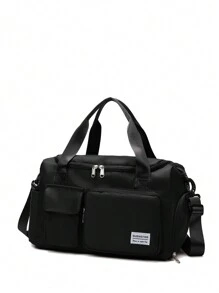 1个撞色大容量儿童手提包，旅行包，单肩包，斜挎包，收纳包，健身包，过夜包，多口袋便携式可调节拉链手提包，适合旅行、户外、上学、运动、节日，是送给朋友、女儿的理想礼物。男女通用尼龙时尚双口袋设计，优雅休闲，适合学生、男孩、女孩、青少年，可收纳返校用品和旅行配件。