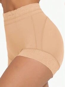 1 件女士塑身收腹短裤提臀塑身衣，带滴胶和防滑设计，适合日常穿着等多种场合 - 米色 - 查看 1