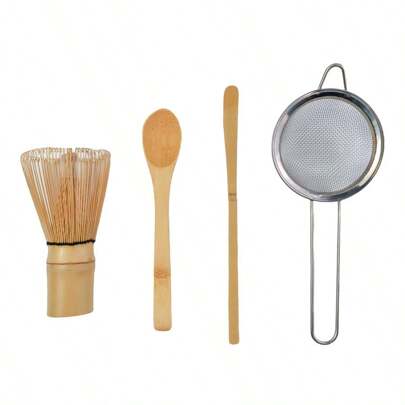 4PCS/Set Bamboo Whisk Tea Spoon Matcha Whisk Tea Spoon And Scoop Tea Strainers Tea-Making Tools Back To School