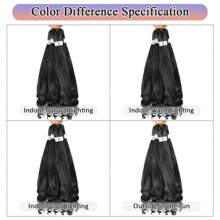 12/22 英寸 3 包编织发预拉伸法式卷发编织发钩针辫子易编织钩针发热水定型专业柔软 Yaki 直发编织发万圣节 - 黑色 - 查看 6