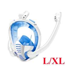 Máscara de snorkel de cara completa con tubo doble para natación y buceo, set de snorkel, antiempañante y antifugas, visión panorámica de 180°, accesorios de playa, flotador de piscina - Multicolor - Ver 14