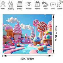 1 stuk lolly snoep park achtergrond sprookje zoete cartoon snoephuis ijs kasteel wolk fotografie achtergrond verjaardagsfeestje douche decoratie fotohokje rekwisieten, feestdecoratie benodigdheden, huisdecoratie benodigdheden, verjaardagsdecoratie benodigdheden