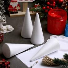 10pcs 19.5cm/6.78in White Polystyrene Cones, Foam Craft Molds For DIY Models, Tree, Flower Decor Best Gifts - White - View 5
