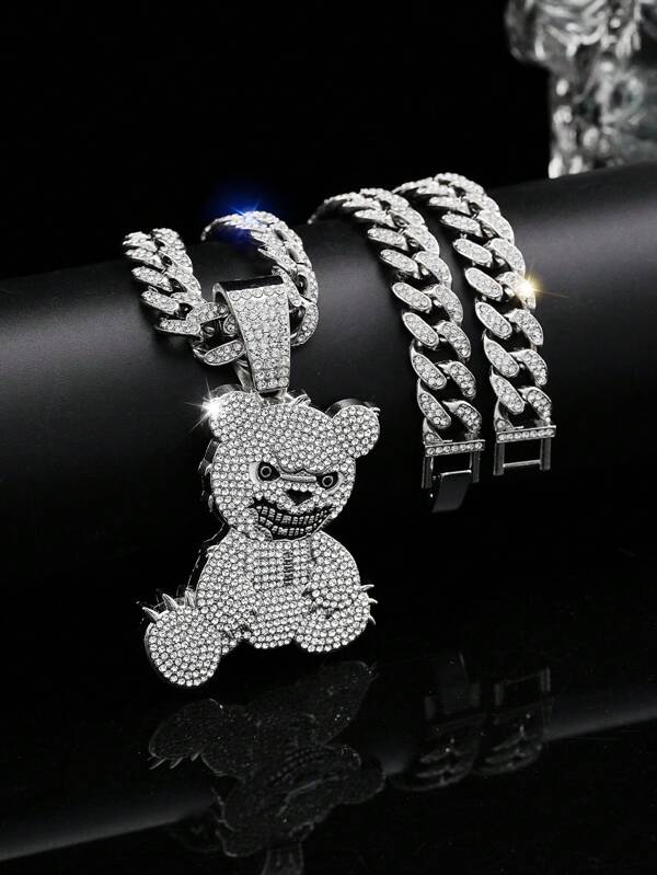 1 Stück Hip Hop Miami Männer Bären Anhänger Halskette, Ketten Punk Schmuck