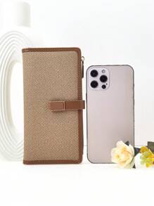 MINGYOU Long Wallet PU Vintage Texture Fashion Color Block Snap Closure Women's Large Capacity Multi-Card Slots Multi-Function Card Holder ID Case, Young Zipper Coin Purse Small Compact Convenient Carry, Suitable For Holiday Gift - Brown - View 6