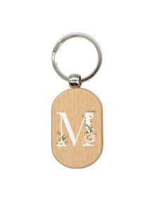 1 件雏菊字母 A-Z 图案木质钥匙扣、首字母木质吊坠、可雕刻的创意小礼物、包包吊坠、木质标签、钥匙扣、戒指、雕刻空白木板、DIY 配件 - 杏色 - 查看 25