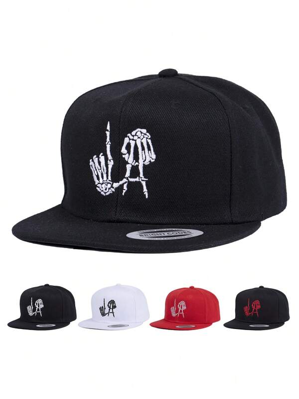 1 pièce Casquette de baseball pour hommes avec broderie crâne LA, pour la rentrée scolaire, les costumes d'Halloween, les nuits effrayantes, le hip-hop. Casquette ajustable décontractée avec protection solaire pour les voyages, les fêtes et la plage
