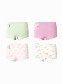 Balabala Young Girls Boxer Briefs, 2024 New Style, Soft And Comfortable For Toddlers, Four-Pack Set