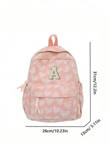 1 New Large Capacity Leisure Multifunctional Love Letter Zipper Boy's And Girl's Backpack, Suitable For Back To School Season, Suitable For High School And College Students, Suitable For Daily Use During Outdoor Sports And Travel. - Backpack Small Size Letter 5.5 - View 3