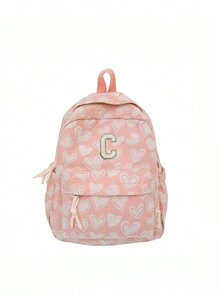 1 New Large Capacity Leisure Multifunctional Love Letter Zipper Boy's And Girl's Backpack, Suitable For Back To School Season, Suitable For High School And College Students, Suitable For Daily Use During Outdoor Sports And Travel. - Backpack Small Size Letter 5.5 - View 6