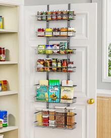 Over The Door Pantry Organizer,6 Tier Black Metal Pantry Organizers,Kitchen Over The Door Pantry Spice Rack And Food Storage Organizer Rack - màu đen - Xem 4