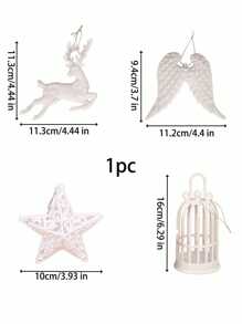 1pc Christmas Tree Decoration - Deer Angel Wing, Birdcage, Hollow White Star Ornament, Creative Holiday Decor Best Gifts Birthday Home Decor Christmas Decorations Room Decor Winter Christmas Decorations Home Christmas Gifts Christmas Decor - Multicolor - View 8
