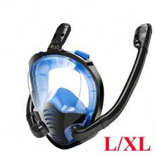 Máscara de snorkel de cara completa con tubo doble para natación y buceo, set de snorkel, antiempañante y antifugas, visión panorámica de 180°, accesorios de playa, flotador de piscina - Multicolor - Ver 12
