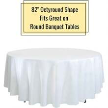 6-Pack White Round Paper Tablecloths – 82in Paper Table Cloths For Parties Disposable – Linen Like Disposable White Tablecloth Round Cover With Plastic Backing - 1 - View 6