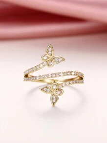1 PC Elegant Cubic Zirconia Butterfly Ring For Women For Wedding Engagement Jewelry Valentine's Day