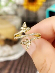 1 PC Elegant Cubic Zirconia Butterfly Ring For Women For Wedding Engagement Jewelry Valentine's Day