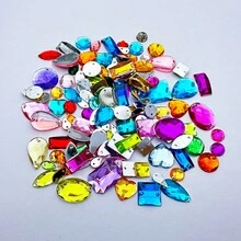 100pcs Sewing Acrylic Rhinestones Mixed Shapes Sew On 2-Hole Crystal Diamante Decoration For Clothing - Multicolor - View 5