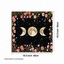 1 pieza Mantel de tarot con flor de luna, decoración de triple luna para altar de brujería y astrología - Multicolor - Ver 11