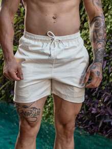 Mauricinho Comfortable Men's Linen Shorts Premium Quality - 米色 - 查看 1