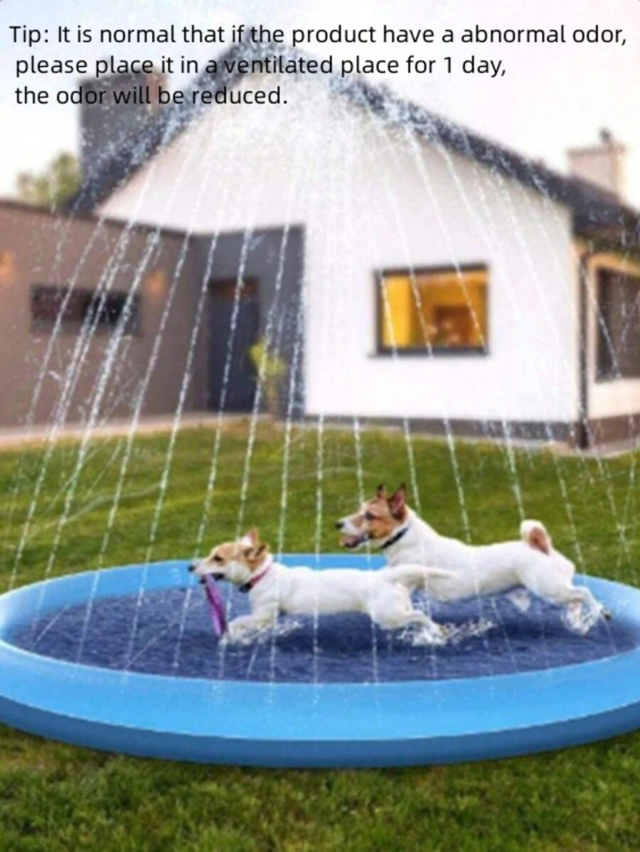 1pc Outdoor Pet Sprinkler Pad For Dogs For Summer - Blue - View 1