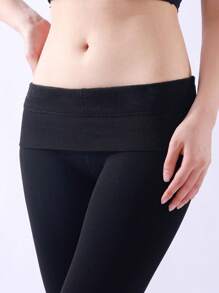 Quần co giãn 200g dành cho nữ cho mùa Thu/Đông, Mềm mại và ấm áp, Eo cao và thiết kế thon gọn, Chất liệu nylon chắc chắn, Quần nhung dày - màu đen - Xem 4