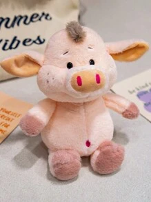 1 pieza Muñeco de peluche de 25cm/9.84in de vaca y lechón de granja, muñeco de peluche lindo de vaca de dibujos animados, muñeco de peluche elegante de cerdo jabalí salvaje, muñeco de peluche suave de confort animal, regalo de decoración del hogar
