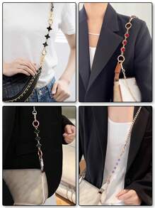 1 件钱包链延长器包带延长器钱包带延长替换件适用于女士、女孩钱包包制作用品可翻转配件（幸运四叶草、白色、粉色、红色） - 白色 - 查看 7