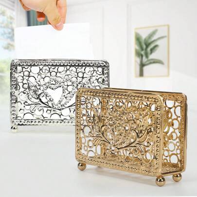 9.5*5cm 1pc Electroplate Square Metal Napkin Holder, Towel Holder, Creativenapkin Holder, Western Restaurant Vertical Tissue