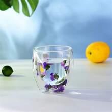 Tazas de flores transparentes - Taza de café con flores secas de 200 ml de capacidad, taza de café con flores de gran capacidad | Elegante taza de café con flores secas con mango, creativas tazas de flores con doble aislamiento para café, té, jugos - Multicolor - Ver 9