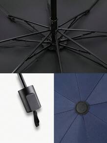 1pc 8-Rib Manual Brolly Umbrella, Black, Dual Use Rainproof & UV Protection