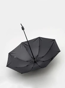 1pc 8-Rib Manual Brolly Umbrella, Black, Dual Use Rainproof & UV Protection