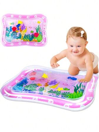 1pc Inflatable Slapping Pad, Baby Water Mat, Suitable For 3-24 Months Infants, Strengthens Baby Muscles, Portable Pink Baby Toy (Random Floating Ocean Creature Toy - Recommend Supervised Use)Baby Play Mat,Baby Toys Newborn,2 Year Old Toys,Play Mat For Kids,Baby Crawling Mat,Toys,Baby Toys,Baby Play Mat,Play Mat,Baby Toys,Baby Play Mat,Baby Toy,Baby Girl Toy,Toys,Pink