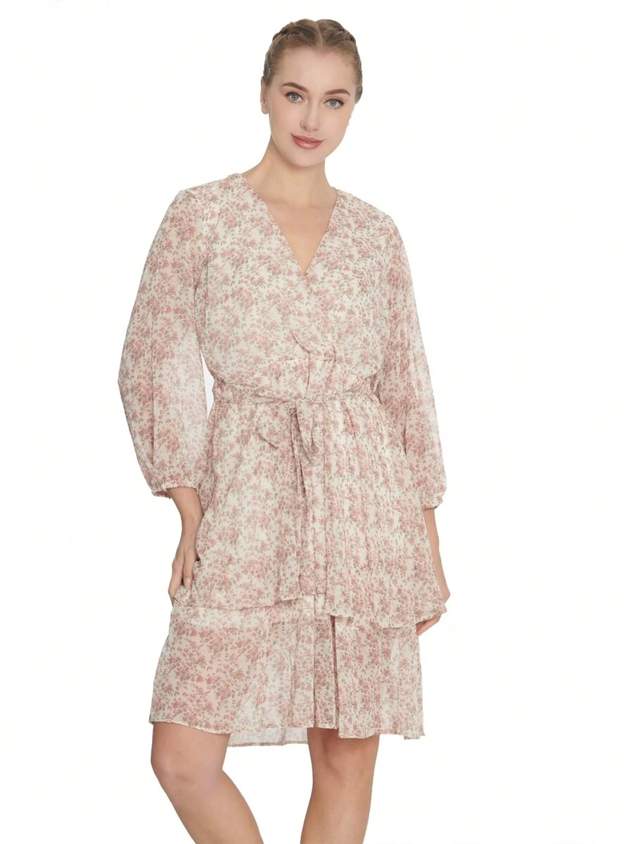 VERTICHE Vestido doble olan floral - Rosa - Ver 1