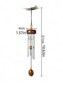 1pc Wood & Metal Wind Chime Hanging Decor, Home Ornament, Gift, Car Decor - Multicolor - View 3