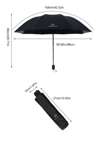 1pc 8-Rib Manual Brolly Umbrella, Black, Dual Use Rainproof & UV Protection