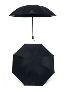 1pc 8-Rib Manual Brolly Umbrella, Black, Dual Use Rainproof & UV Protection