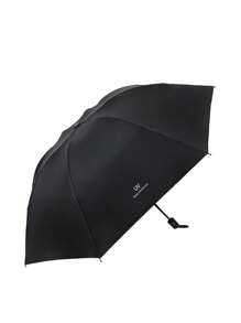 1pc 8-Rib Manual Brolly Umbrella, Black, Dual Use Rainproof & UV Protection