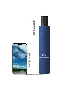 1pc 8-Rib Manual Brolly Umbrella, Black, Dual Use Rainproof & UV Protection