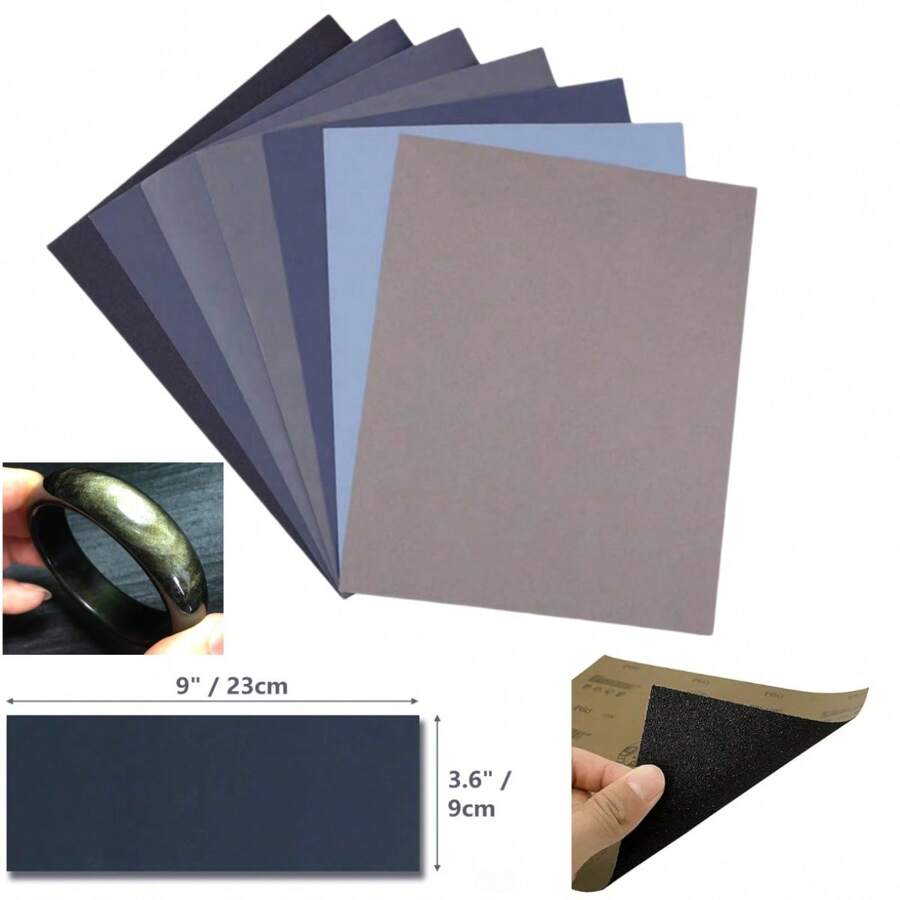 7-10pcs Assorted Grit Sandpapers, Wet/Dry Sandpapers For Automotive, Woodworking, Silicone, Sanding And Polishing, Grits Ranging From 220 To 7000 (Random Color)