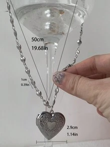 1 Piece Sweet Goth Harajuku Aesthetic Forever Heart Pendant Necklace For Women Girls Y2k Vintage Punk Jewelry Accessories Valentines,Mom,Mother,Mother's Day,Gift