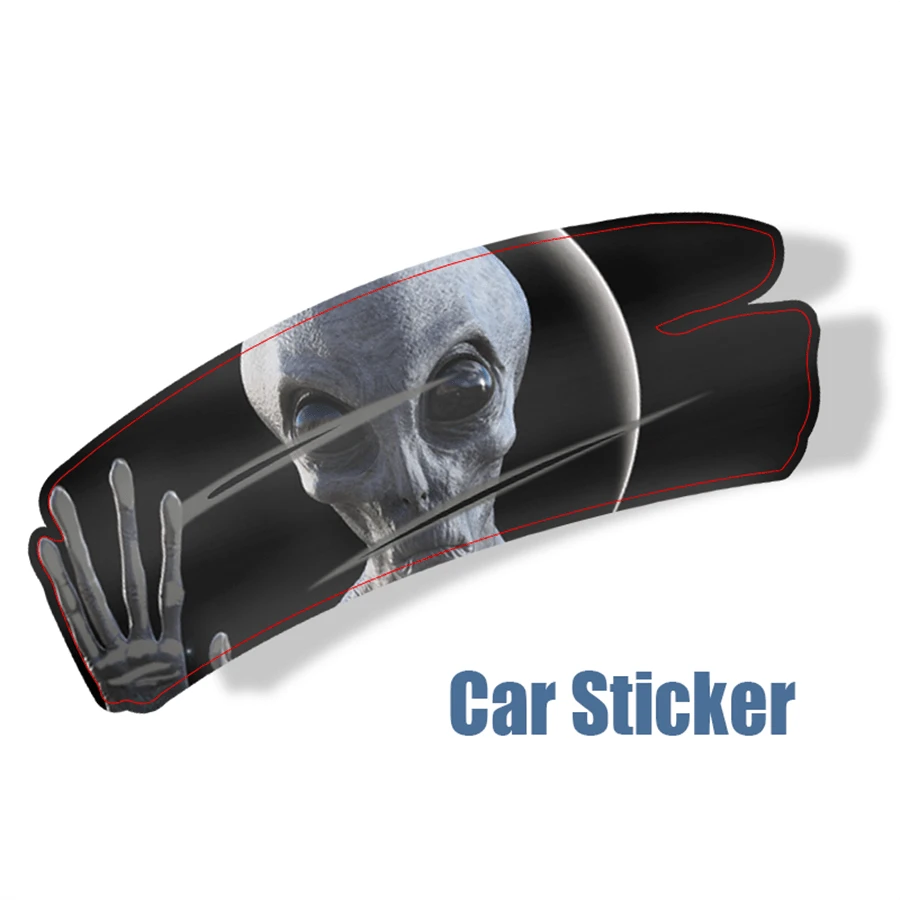 New 3D Alien Cracked Car Decal Cool Universal Self-Adhesive Pvc Vinyl ...