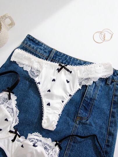 1pc Women Wit Heart Kanten BH Set, Lingerie view 5