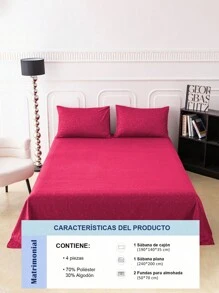 Brocado de fénix Juego de Sabanas, Sabanas Matrimoniales, 4 Piezas, 3000 Hilos, Cómodas y Frescas, Calidad de Lujo, Hipoalergénicas,  Suave, Ligera (1 Forro,1 Sábana, 2 Fundas) - Rosa Fucsia - Ver 6