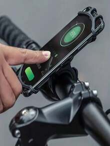 1 Stück 360 Grad drehbarer Silikon Handyhalter Halterung für Fahrrad und E-Bike - Schwarz - Übersicht 2