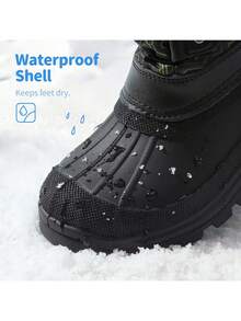 Boys Girls Snow Boots Mid Calf Boots Insulated Waterproof Side Zipper For Christams Gifts