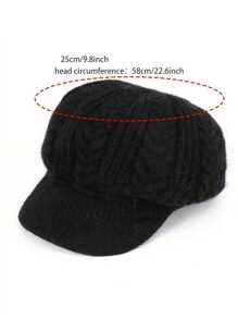 1pc Thickened Knitted Cable Pattern Beret Hat, Warm Winter Cap - Multicolor - View 2