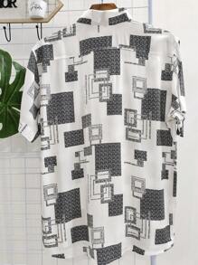 Hawaiian Floral Shirt Men's Summer Beach Short Sleeve Button Fabric 100% Viscose Shrinks A Little - Black - View 2