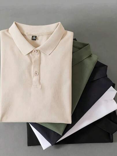 KIT 3Pecas Camisa POLO Básica de Verão com Gola Clássica e Manga Curta Confortável e Respirável