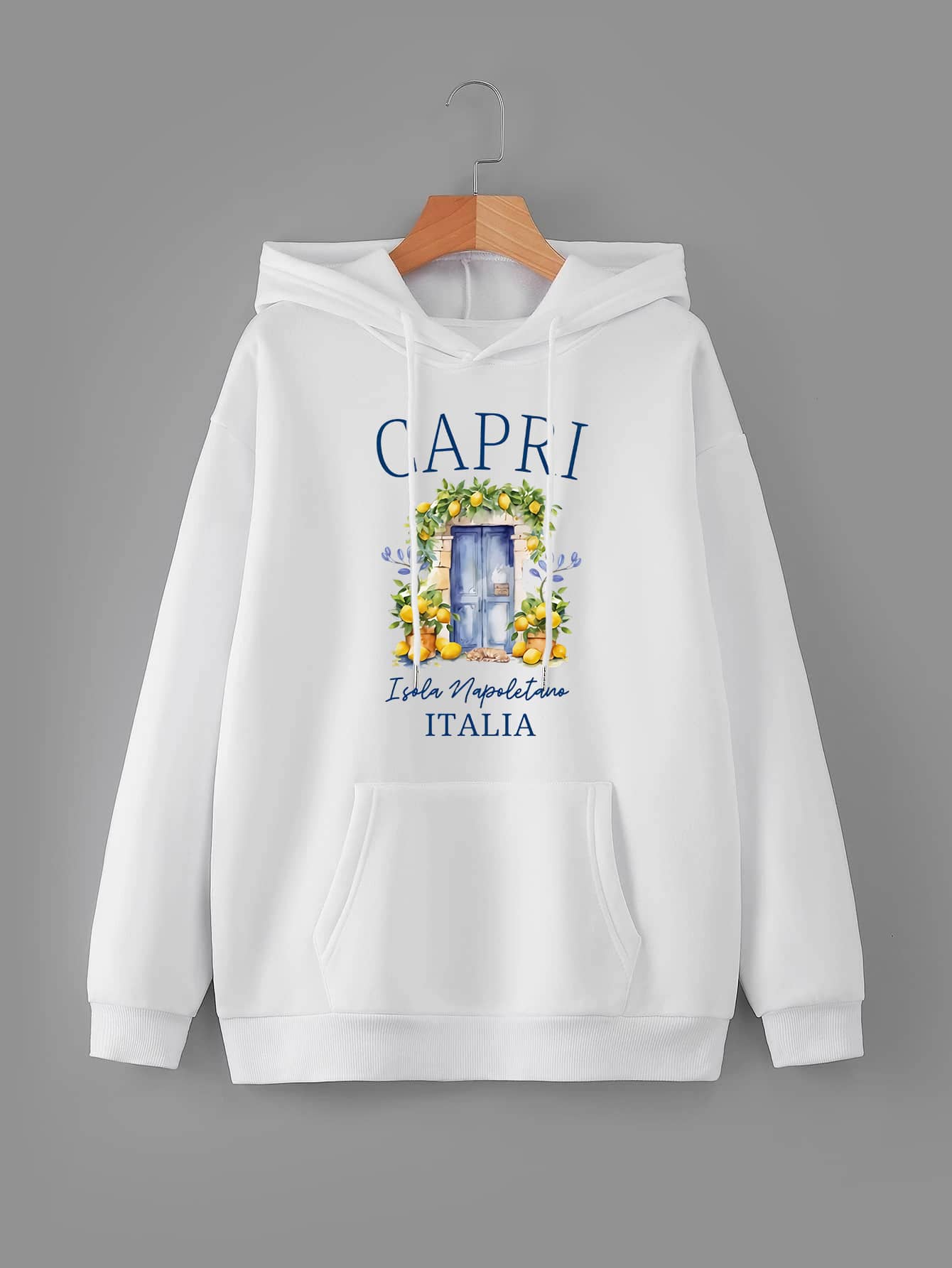 上衣 意大利街头时尚 运动休闲 女式秋冬连帽衫 - 白色 - 查看 1